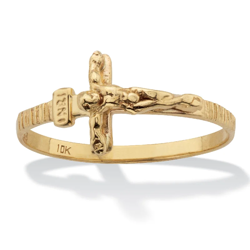 Stackable Crucifix Ring 10K Yellow Gold