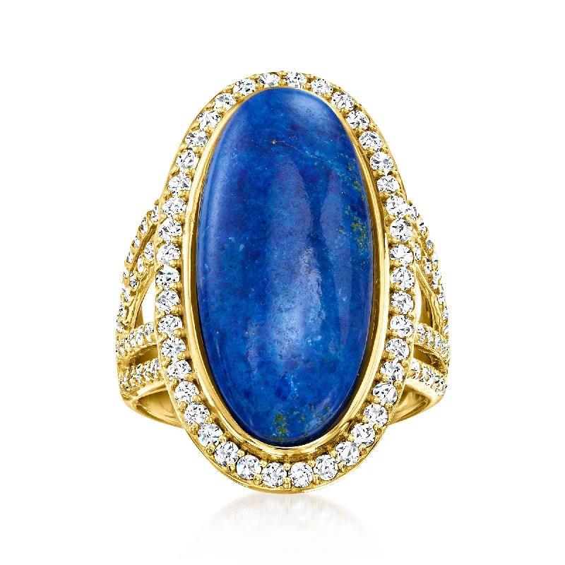 Ross-Simons Lapis and White Topaz Ring in 18kt Gold Over Sterling