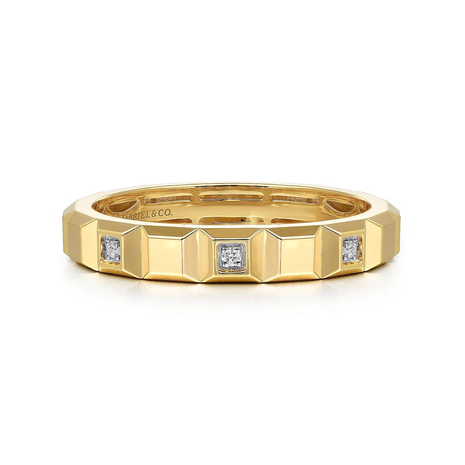 14K Y Gold 0.03ctw G/SI2 Pyramid Shape Ladies Stackable Ring