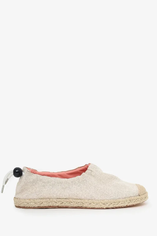 Acne Studios Beige Canvas Drawstring Flats Size 38