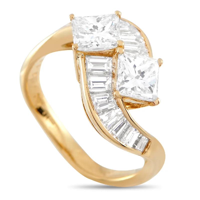 Graff 18K Yellow Gold 2.50ct Diamond Bypass Ring GR09-011725