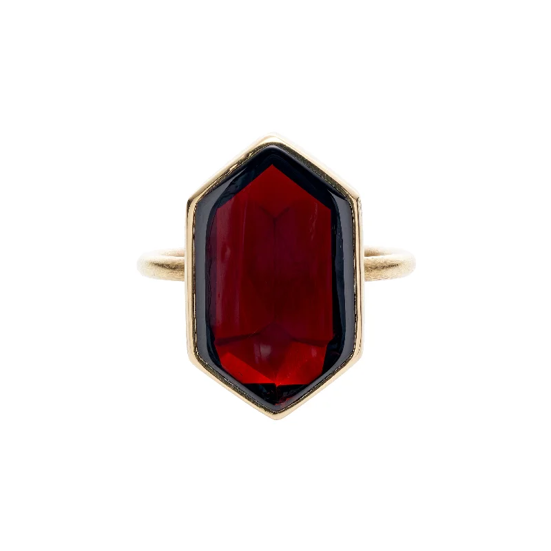 Gabriella Kiss 18k Shield Cut Almandine Garnet Ring