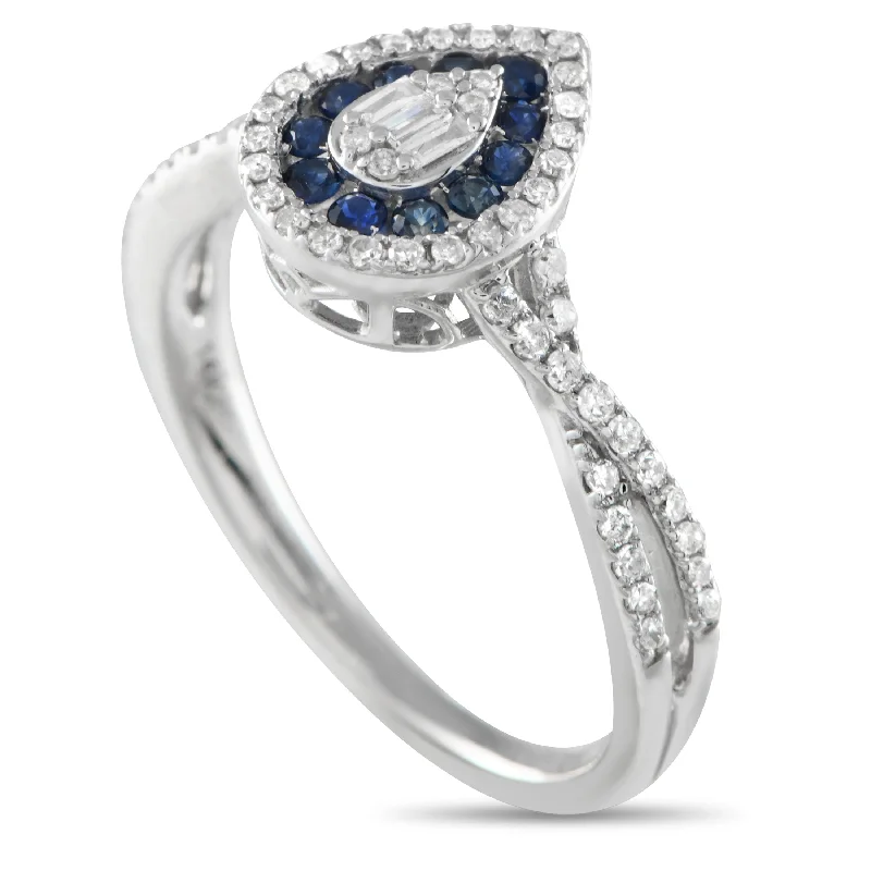 LB Exclusive 14K White Gold 0.40ct Diamond and Sapphire Ring RN32536-W