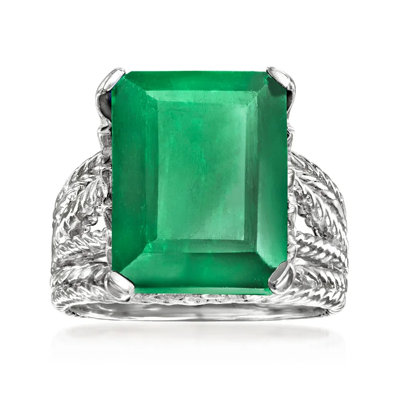 Ross-Simons Emerald Multi-Row Ring in Sterling Silver