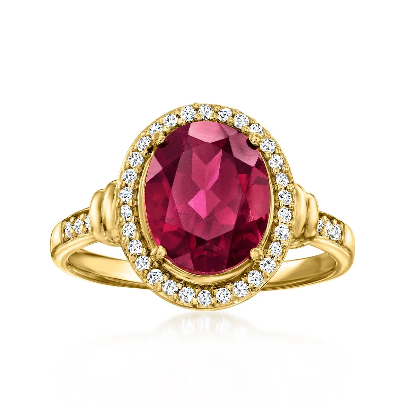 Ross-Simons Rhodolite Garnet Ring With . White Topaz in 18kt Gold Over Sterling