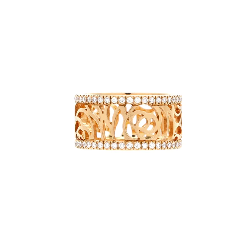 Camelia Ajoure Band Ring 18K Rose Gold with Diamonds