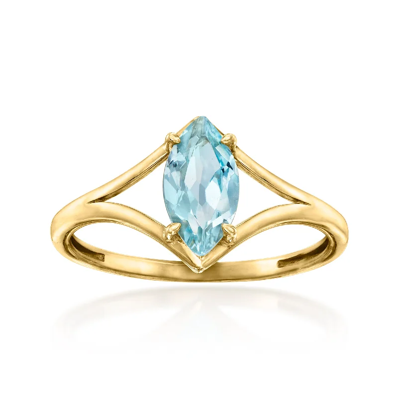 Canaria Marquise Sky Blue Topaz Ring in 10kt Yellow Gold