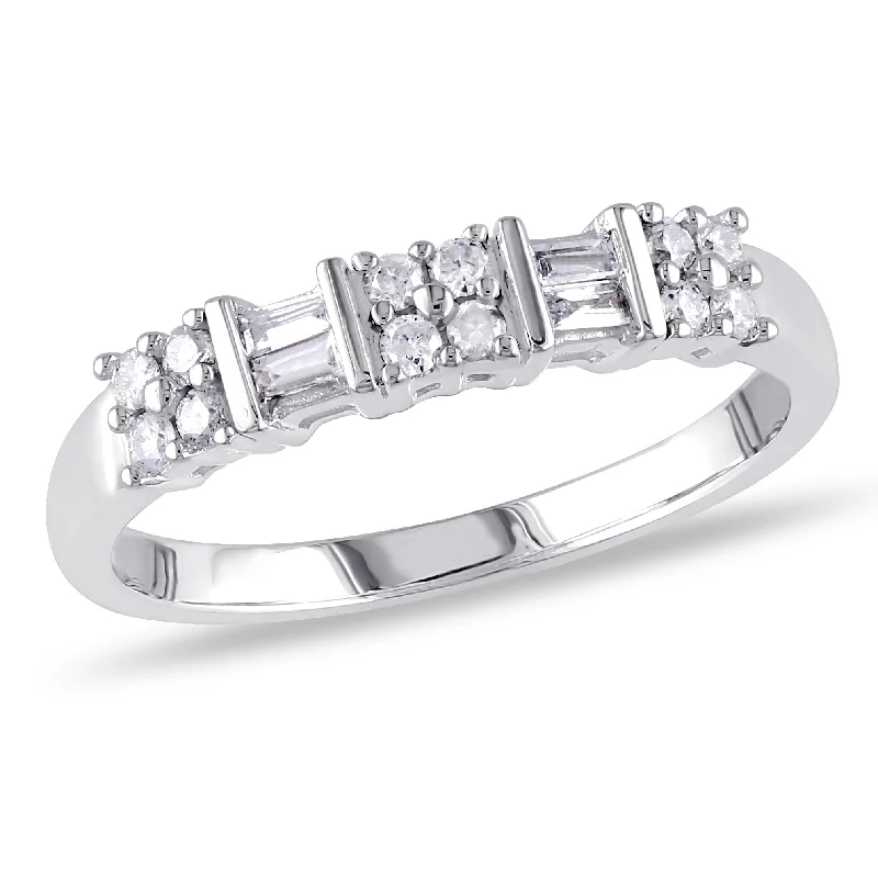 Mimi & Max 1/4ct TW Baguette Round Diamond Anniversary Band 10k White Gold