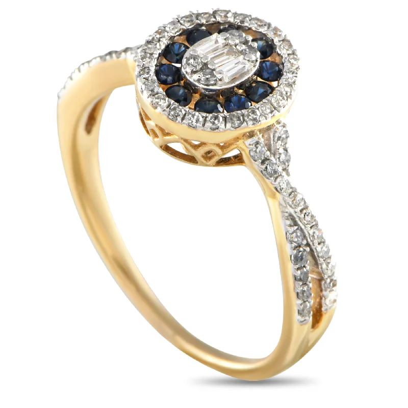 LB Exclusive 14K Yellow Gold 0.40ct Diamond and Sapphire Ring RN32570-Y