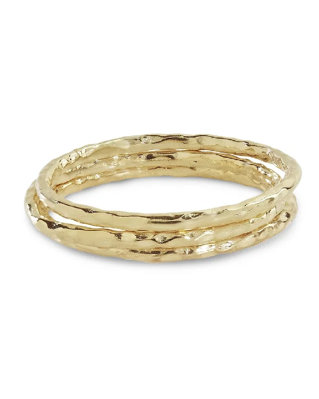 Textured Triple Band Ring Set