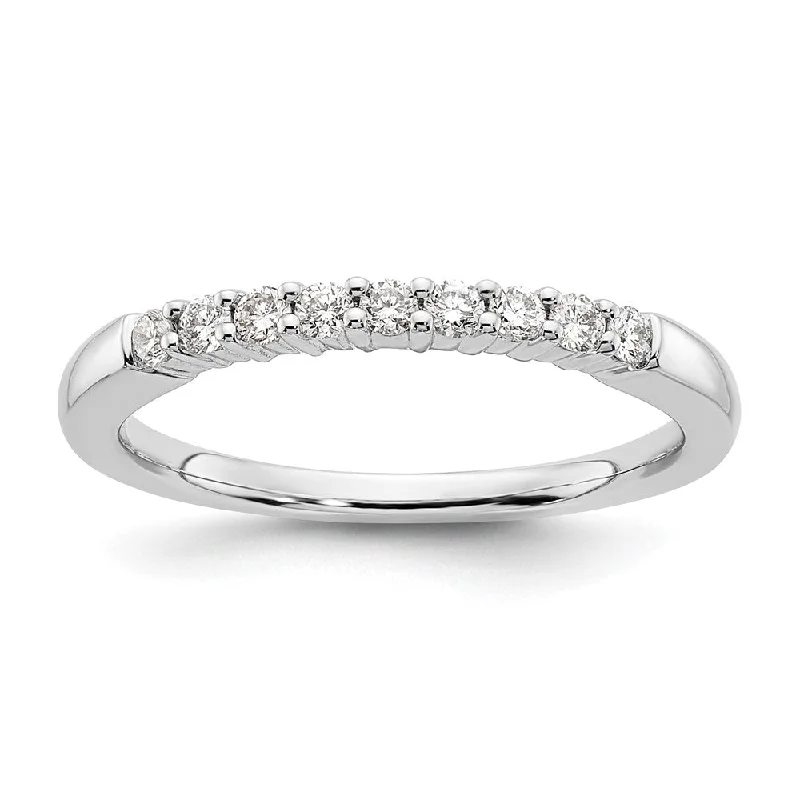 14k White Gold Lab Grown Diamond 9-Stone Band Ring 1/4Ct Clarity- VS Color- G-H