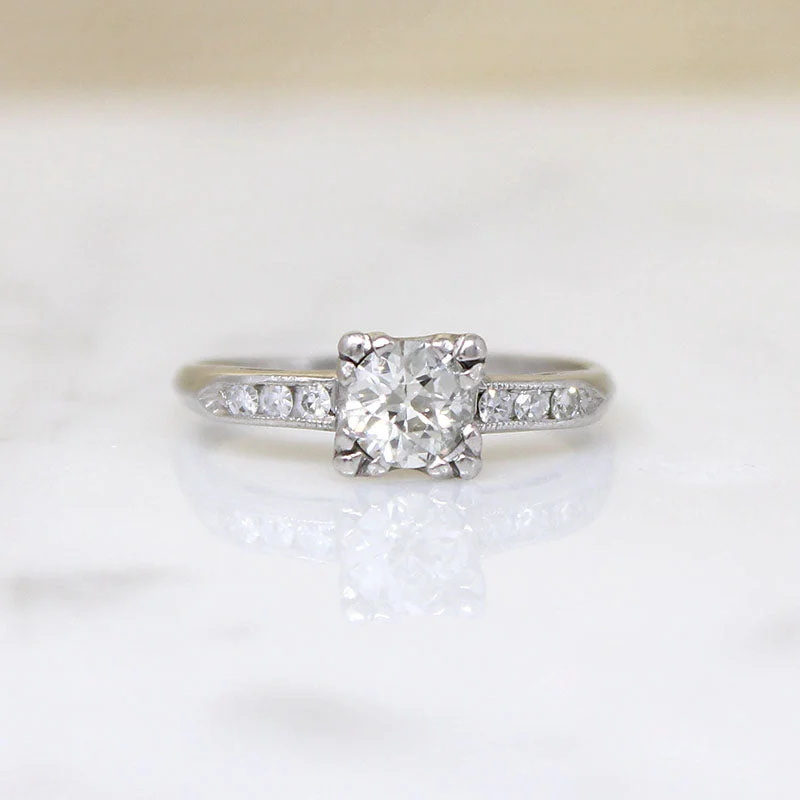 Refined Mid-Century Old European Cut Diamond & Platinum Ring