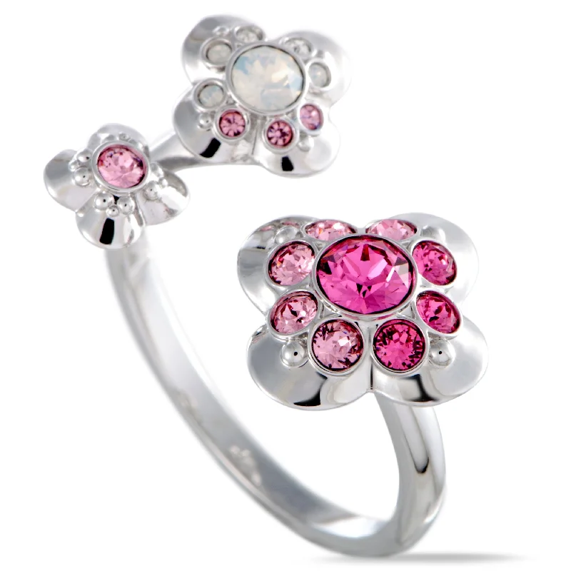 Swarovski Cherie Pink and Clear Crystal Open Flower Ring 5139721