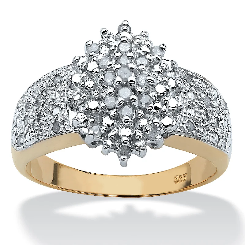 1/4 TCW Round Diamond 18k Gold-plated Sterling Silver Marquise-Shaped Ring