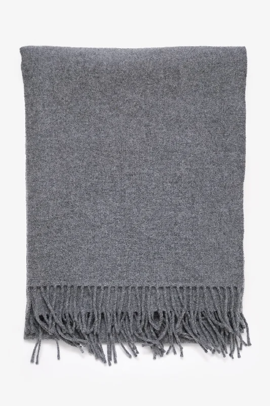 Acne Studios Grey Wool Fringe Scarf