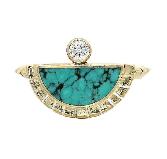 The Solstice Ring - Blue Moon Turquoise & White Diamond