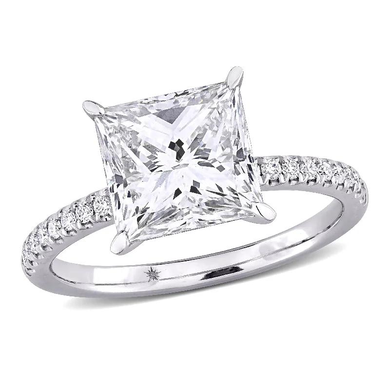 Created Forever 3 1/6ct TW Princess Lab-Grown Diamond Solitaire Engagement Ring in 14k White Gold