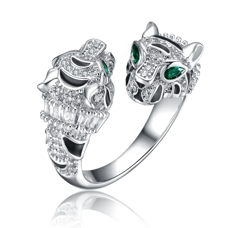 Ra Rhodium Plated Panther Bypass Ring