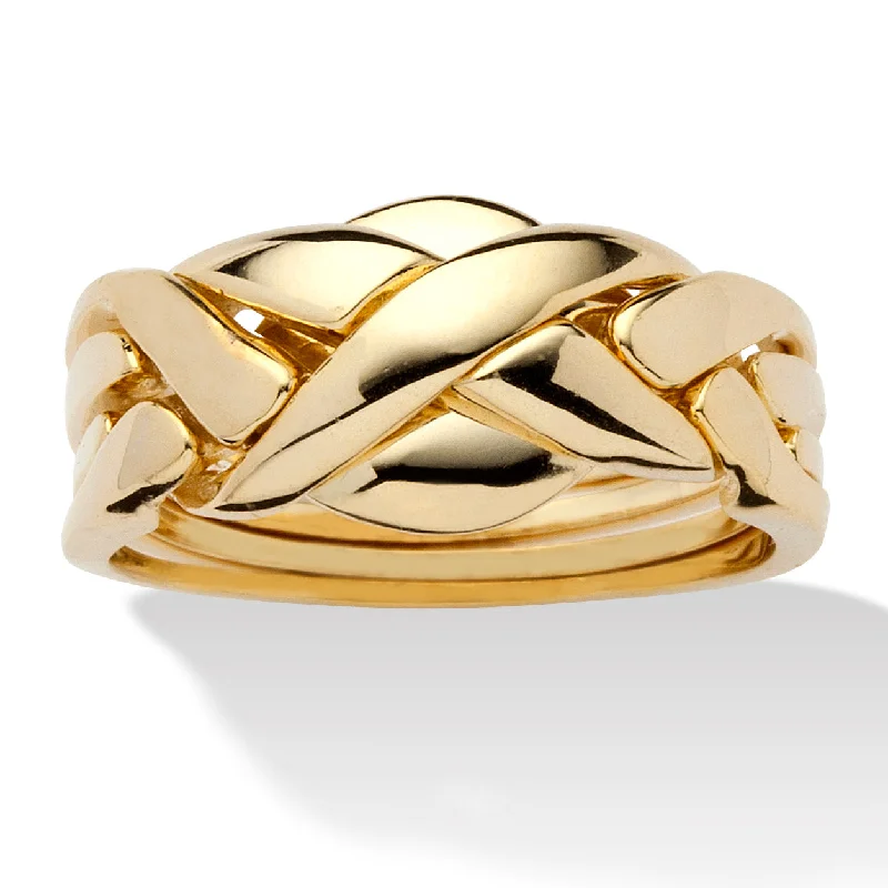 Yellow Gold-Plated Braided Puzzle Ring