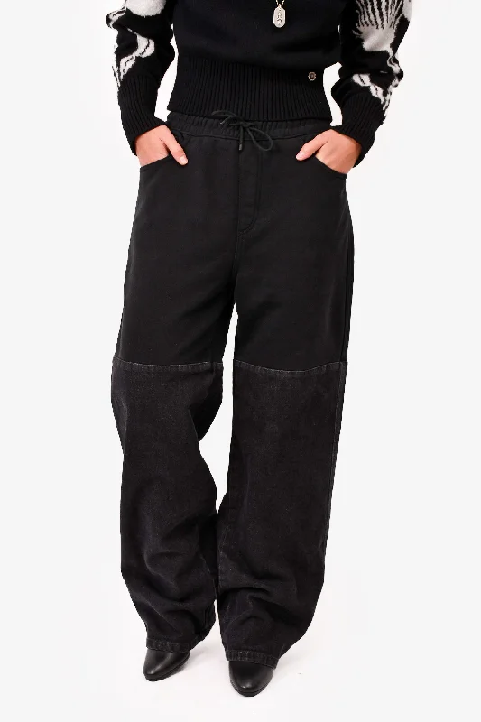 Amomento Black Drawstring Sweatpant Denim Pants Size S