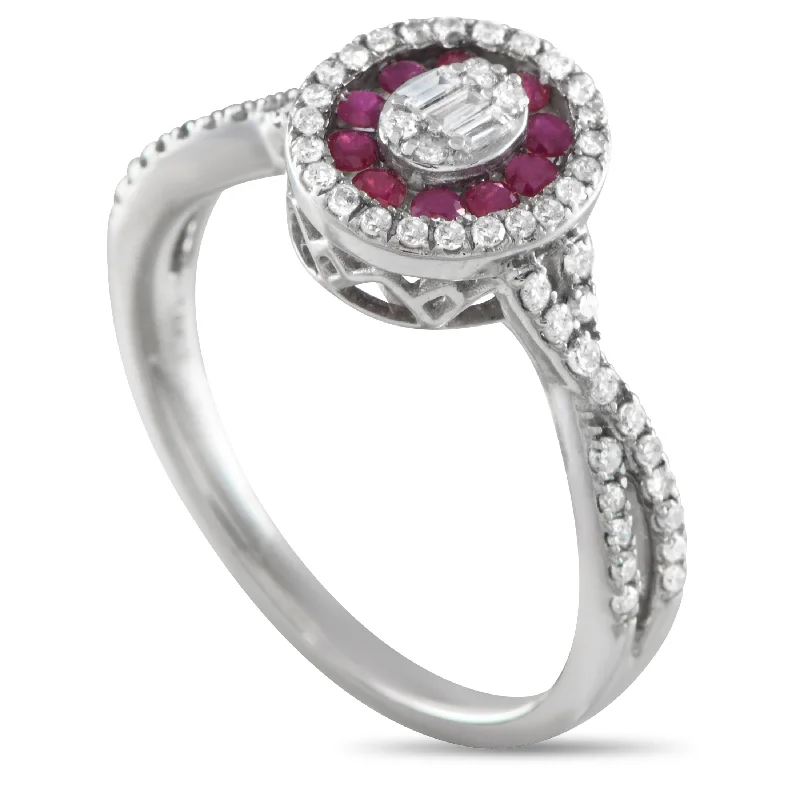 LB Exclusive 14K White Gold 0.40ct Diamond and Ruby Ring RN32571-W