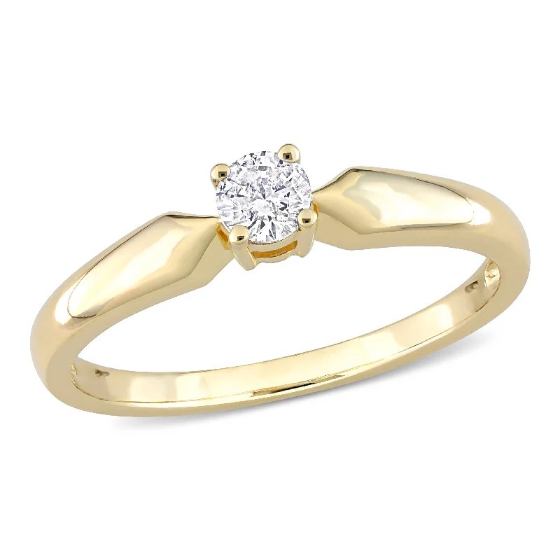 Mimi & Max 1/5ct TW Diamond Solitaire Engagement Ring 10k Yellow Gold