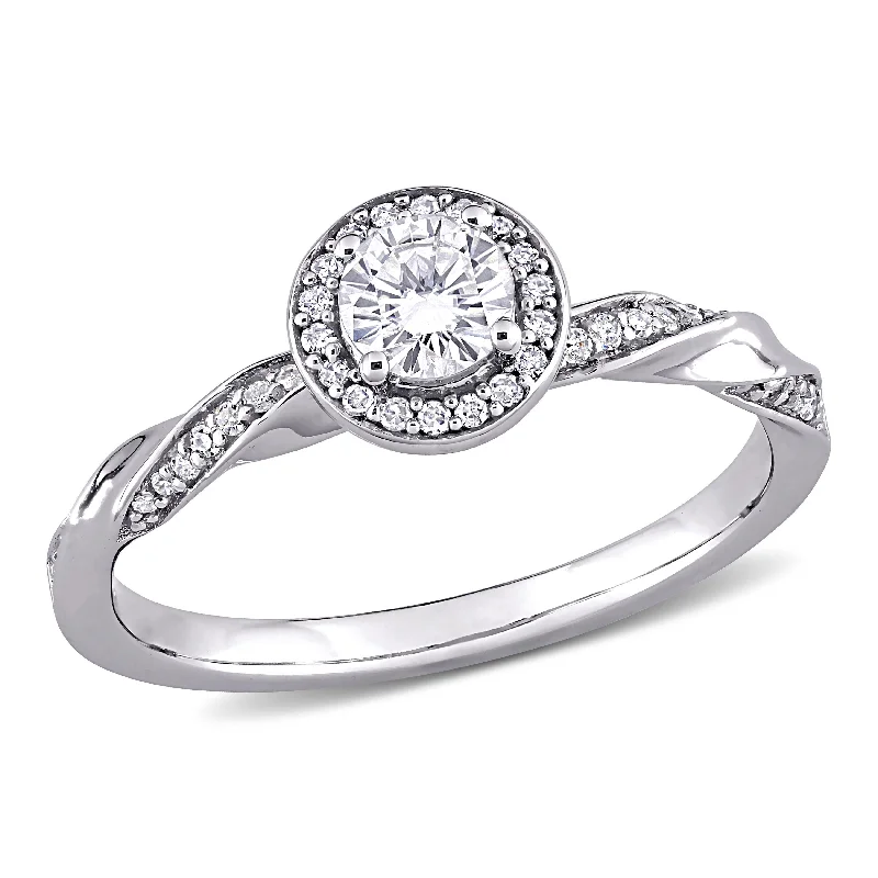 Mimi & Max 1/2ct TW Diamond Twist Halo Ring 10k White Gold