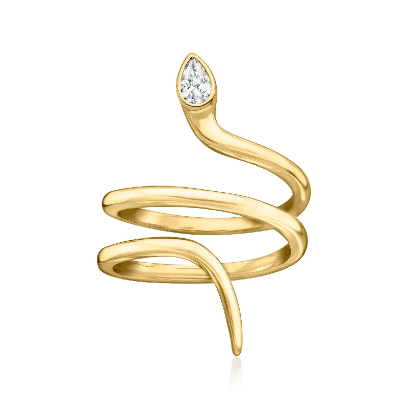 Ross-Simons Italian . CZ Snake Ring in 18kt Gold Over Sterling