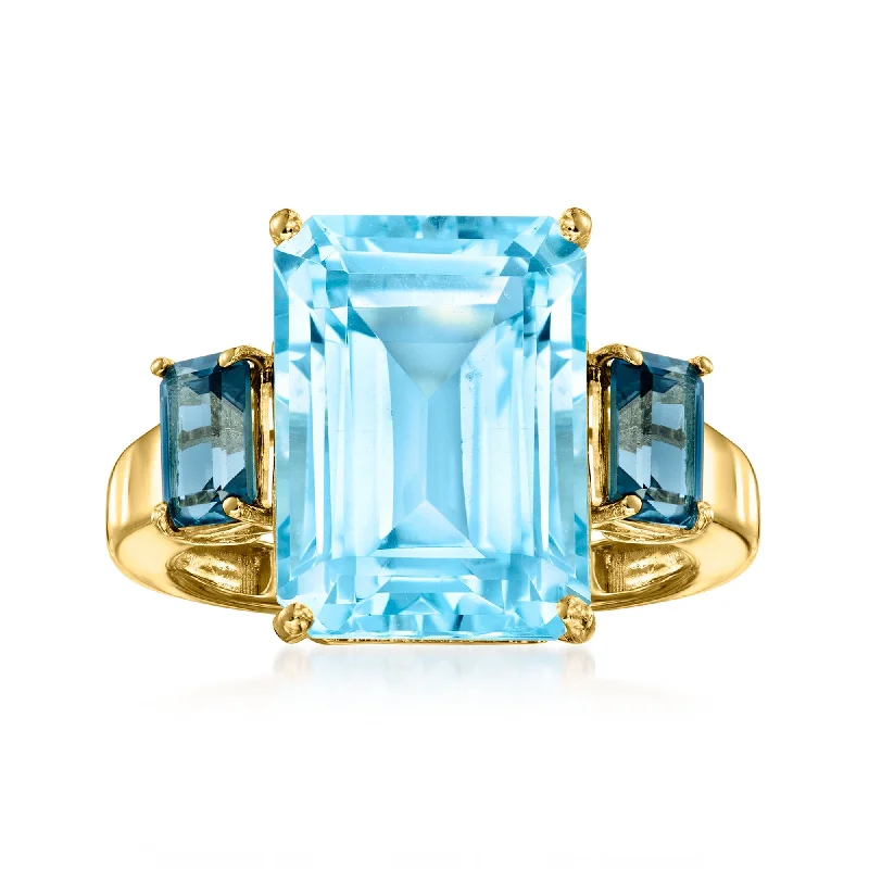 Ross-Simons Swiss Blue Topaz and London Blue Topaz Ring in 18kt Gold Over Sterling