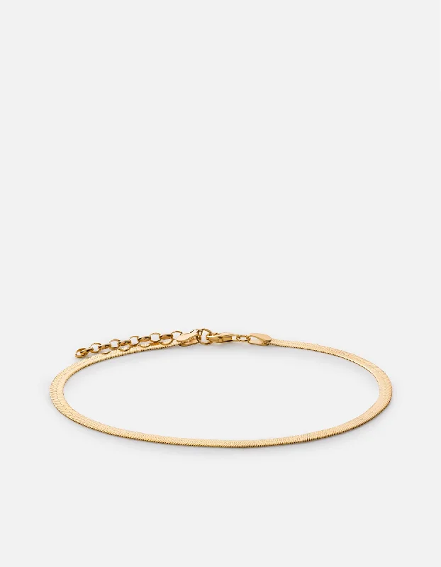 Herringbone Anklet, Gold Vermeil