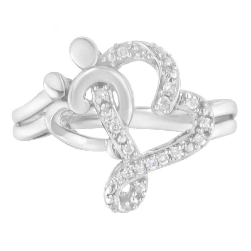 .925 Sterling Silver Diamond Heart and Music Note Ring