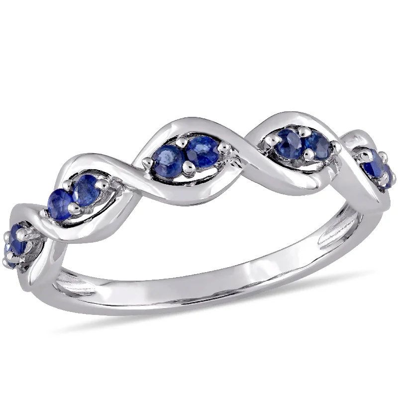 Mimi & Max Sapphire Twisted Infinity Promise Ring 14k White Gold