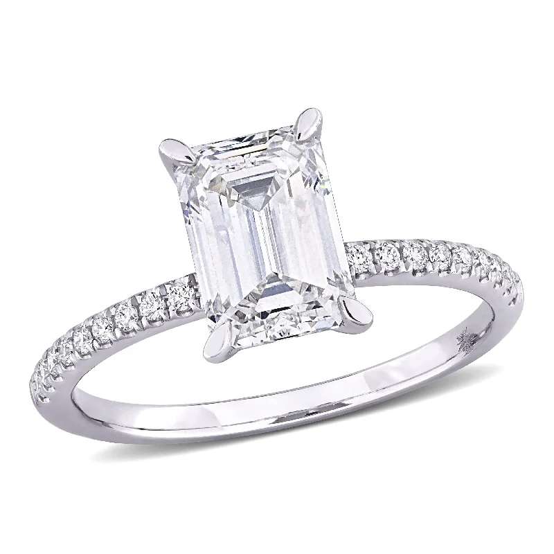 Created Forever 2 1/6ct TW Emerald Lab-Grown Diamond Solitaire Engagement Ring in 14k White Gold