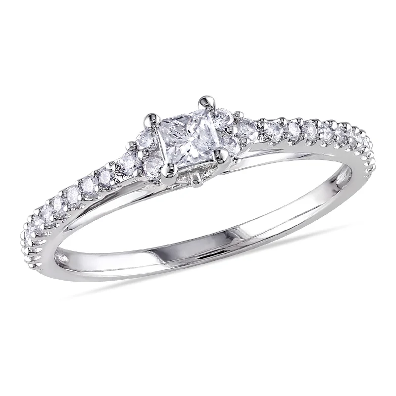 Mimi & Max 1/2ct TW Princess Cut Round Diamond Engagement Ring 10k White Gold