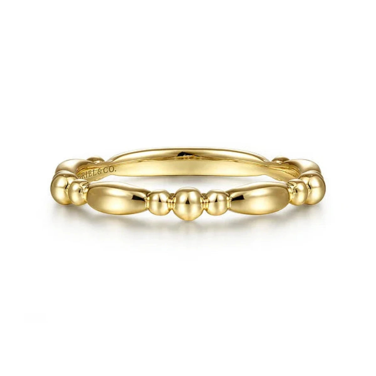 14K Y Gold Alternating Bar and Bead Stackable Ring