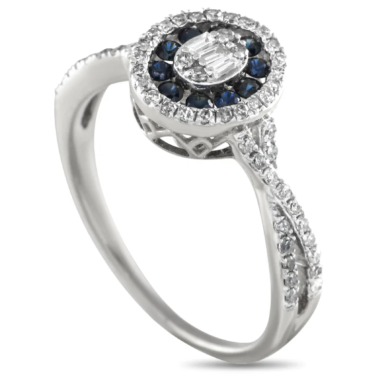 LB Exclusive 14K White Gold 0.40ct Diamond and Sapphire Ring RN32569