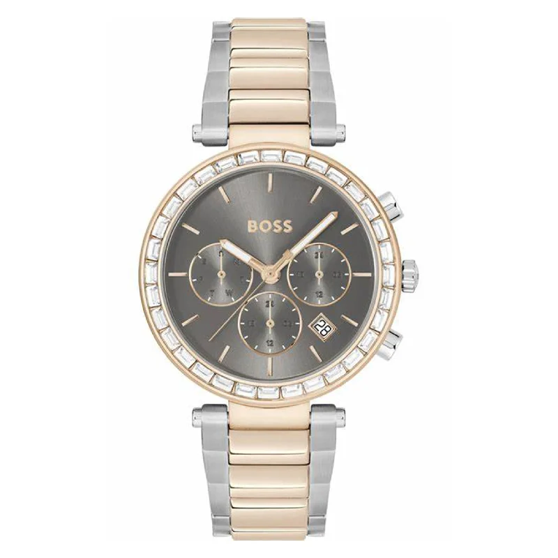 Hugo Boss Two-Tone Steel Grey Dial Multi-function Women's Watch - 1502690