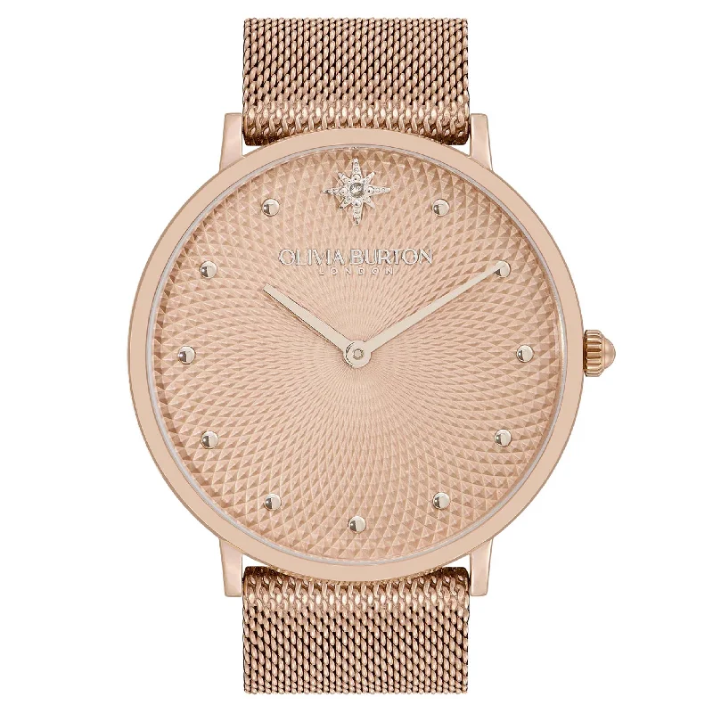 Olivia Burton Carnation Gold Steel Mesh Dial Women's Watch - 24000025