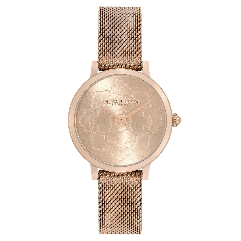 Olivia Burton Carnation Gold Steel Mesh Women's Slim Watch - 24000059