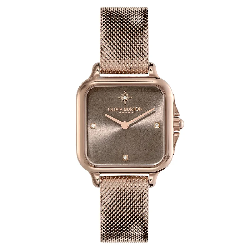 Olivia Burton Gold Steel Mesh Mushroom Dial Women's Watch - 24000088