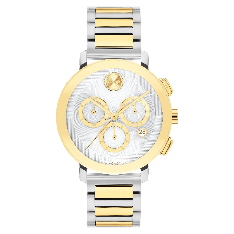 Movado Two-Tone Steel Silver Dial Chronograph Women's Swiss Made Watch - 3600968