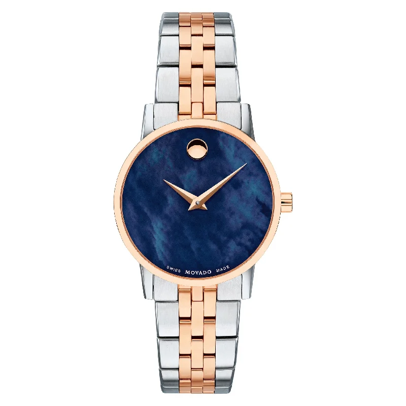 Movado Two-Tone Steel Blue MOP Dial Women's Swiss Made Watch - 607268