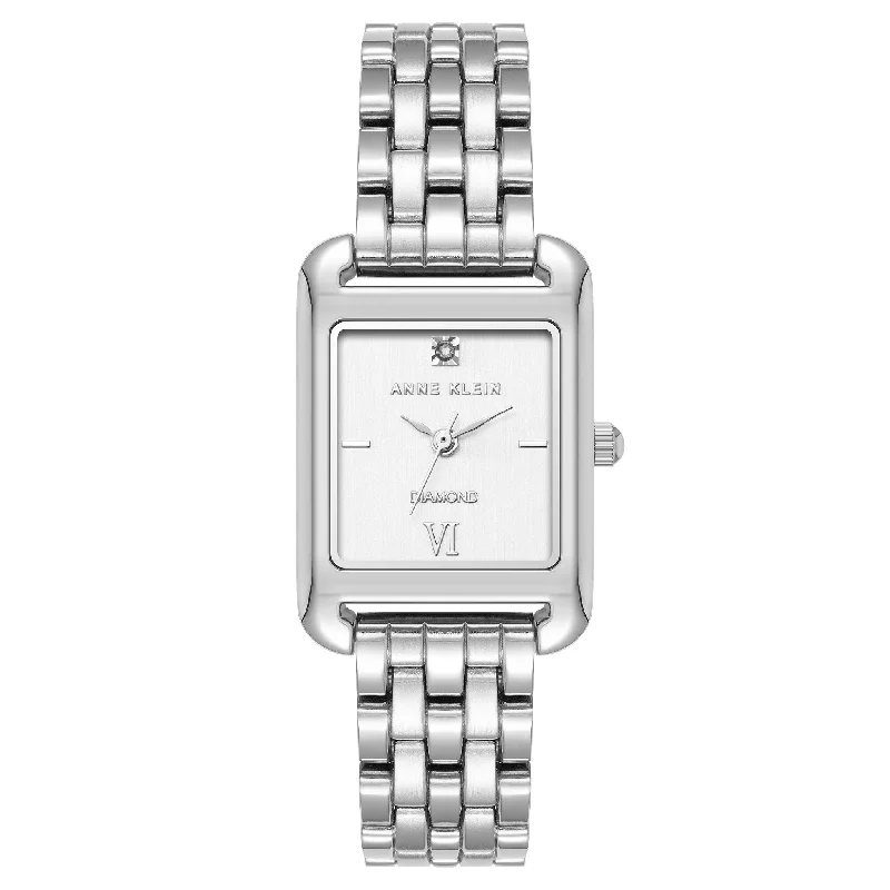 Anne Klein Silver-Tone Metal Band White Dial Women's Watch - AK5061SVSV