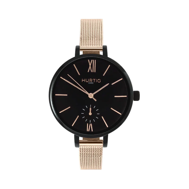 Amalfi Petite Stainless Steel Watch Black, Black & Rose Gold