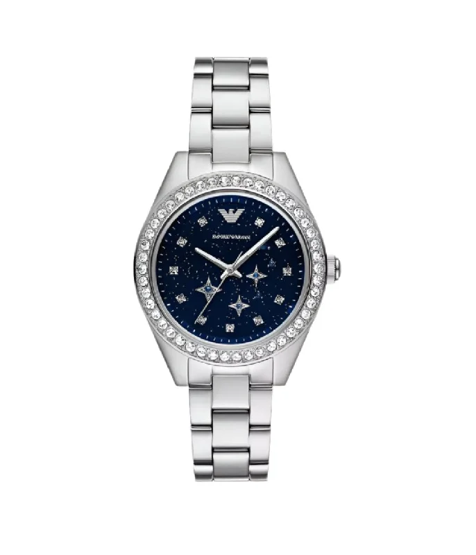 Armani Three-Hand Stainless Steel Blue Dial Watch AR11628