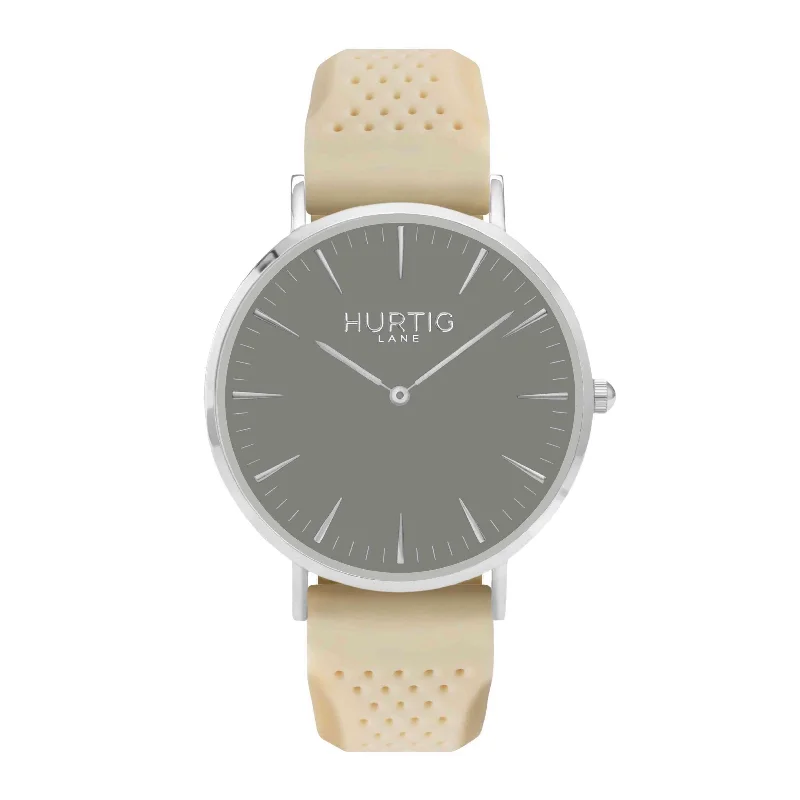 Attiva Vegan Rubber Watch Silver, Grey & Cream