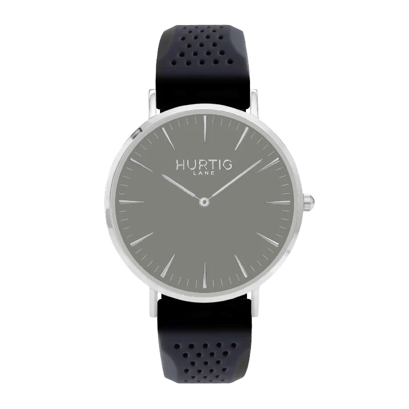 Attiva Vegan Rubber Watch Silver, Grey & Dark Grey