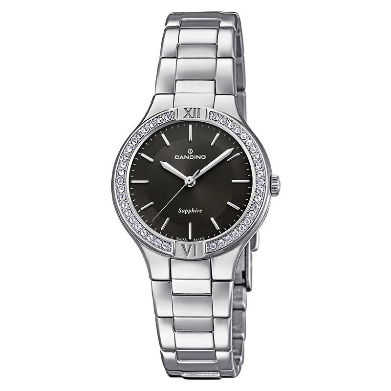 Candino Silver Steel Black Dial Women's Swiss Made Watch - C4626/2