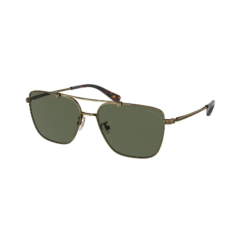 Coach Men's Sunglasses C8004 Gold Dark Green Polar Metal Metal  0HC7137 93339A 57