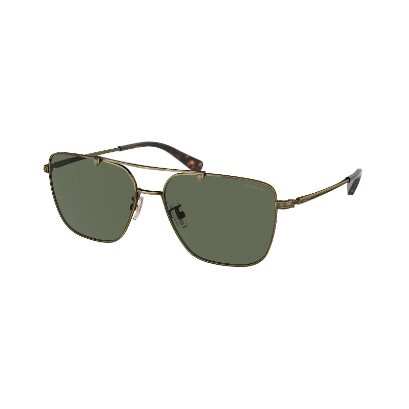 Coach Men's Sunglasses C8004 Gold Dark Green Solid Metal Metal  0HC7137 933371 57